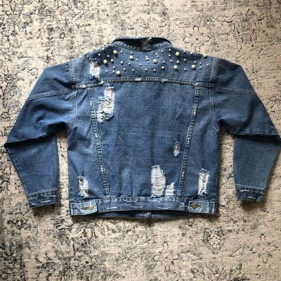 INA Distressed Studded Pearl Jean Jacket - Picture 2 of 8